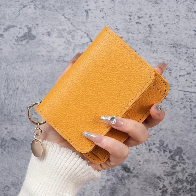 New Fashion Vintage Solid Color Short Wallet Portable Bifold Multi-functional Coin Purse Women's Credit Card Holder Small Wallet