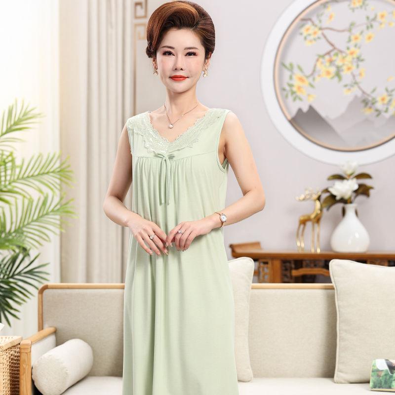 Dámské pyžamo bez rukávů, tílko, letní pyžamo pro matky středního věku, dámské pyžamo ve velkých velikostech