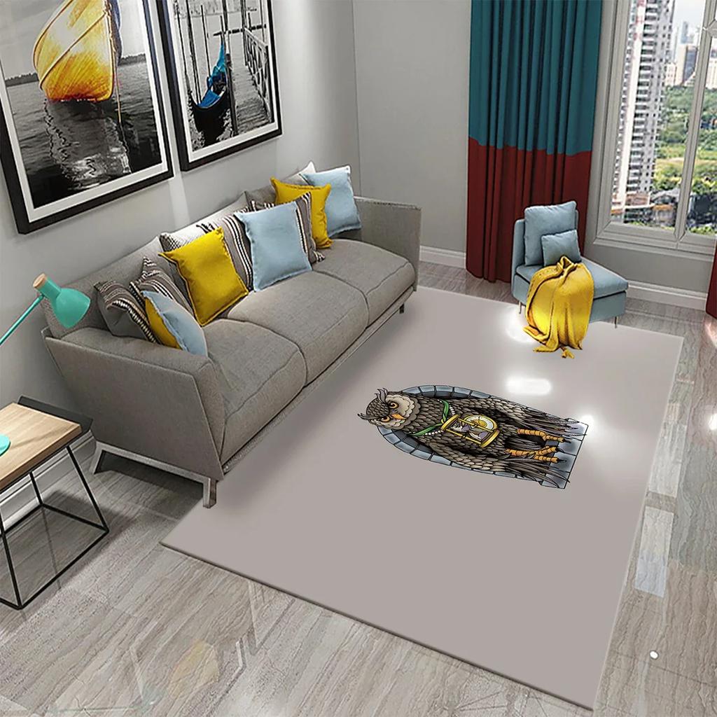 Lieblicher Cartoon Eulen Teppich für Schlafzimmer Wohnzimmer Dekor Fußmatte Flur Teppich Niedliche Tier Teppiche Küche Badezimmer Rutschfester Teppich