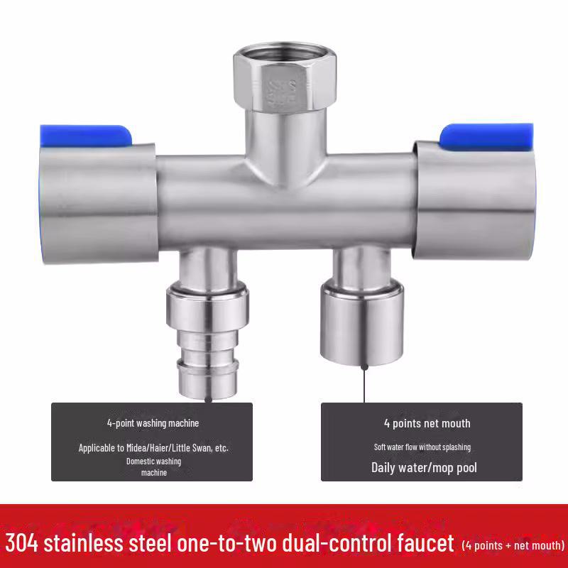 Triangle Valve: 3-Way Diverter with Dual Outlets for Double Washing Machine Connection and Toilet Switch