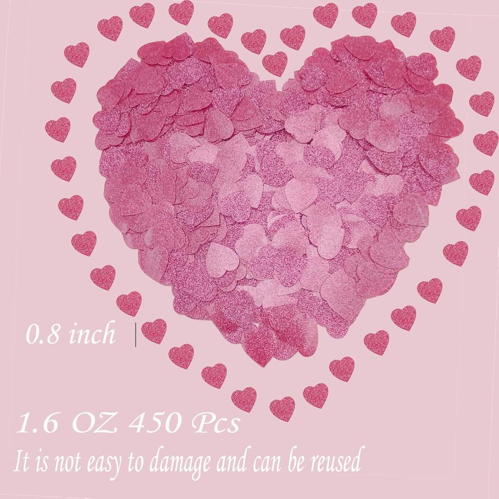 Heart Confetti Glittery Rose Gold Love | Valentine's Day Wedding Anniversary Engagement Bachelorette Party Festival Decoration Supplies |