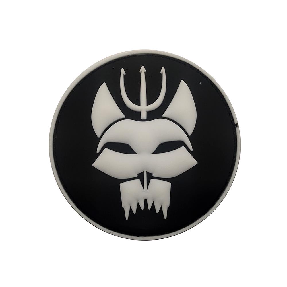 PVC Rubber 3D Trident Cat Head Velcro Badge Patch for Backpack