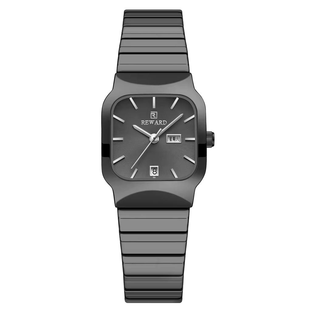 REWARD RD611264M 611264 Beliebte Damen- und Herren-Armbanduhr Liebhaber Quadratisch Komplettkalender Stahlarmband Quarzuhren für Paar