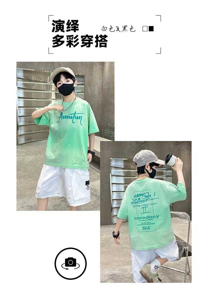 Boys' Summer Outfit Set 2026 New Trendy Children's Summer Tie Dye Gradient Short Sleeved Two-piece Set for Boys' Handsome Children's Clothing