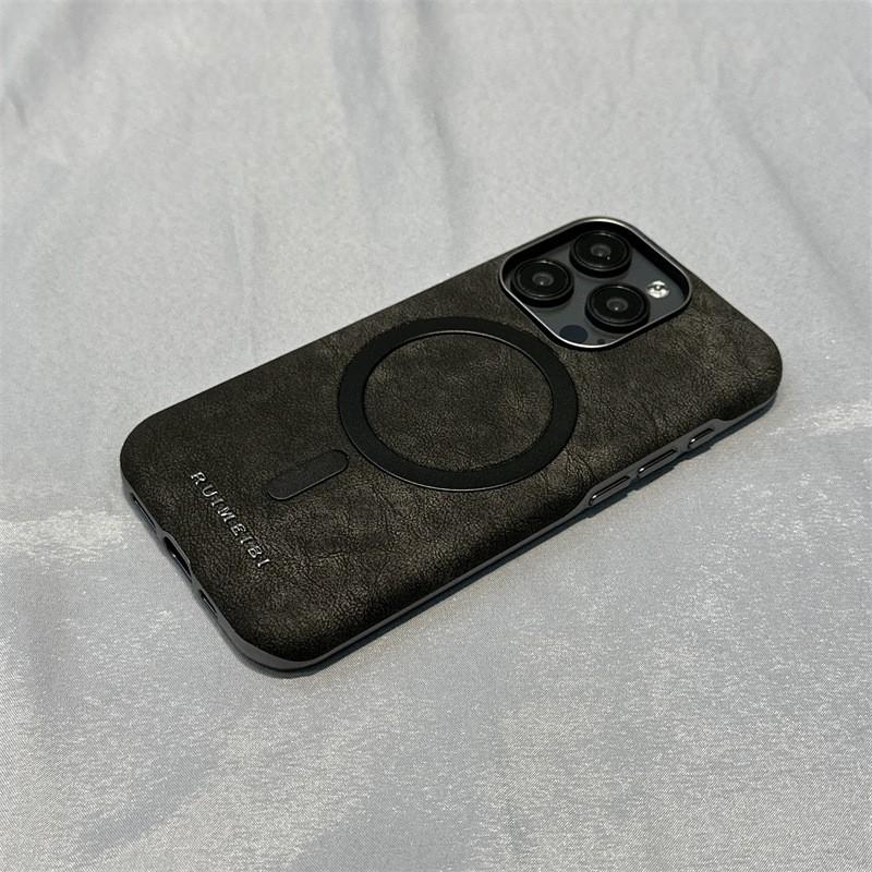 Magnetic Leather Phone Case IPhone 15 16 17 Pro Max Premium Business Style Full Coverage Shockproof Protective Cover