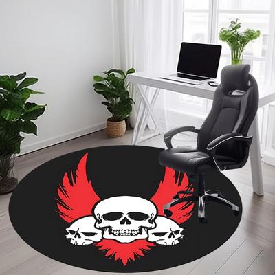 1 Stück Schädel Flammen Büro Runder Teppich, Unter Bürostühlen Schlafzimmer Wohnzimmer Heimdekoration, Raumdeko, In Verschiedenen Größen Erhältlich