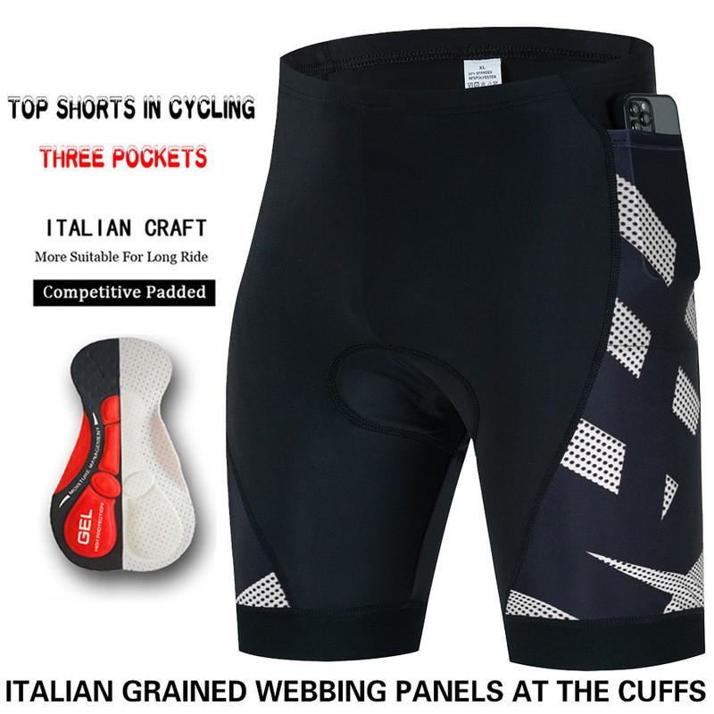 Mens Cycling Shorts With 3 Pockets Quick Dry Breathable Bike Outdoor Road MTB Riding