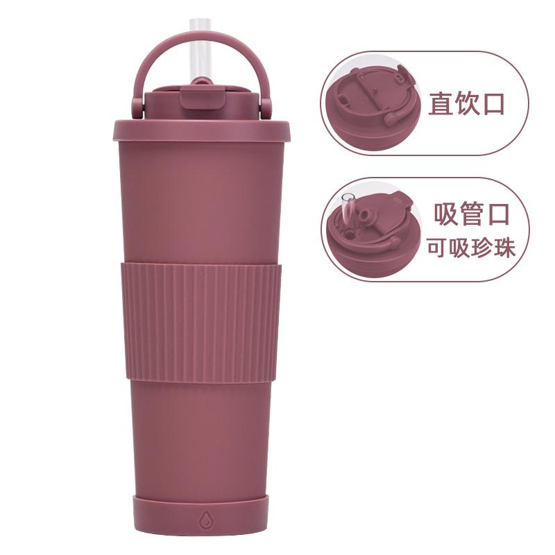 830Ml Large-Capacity Thermos Cup, Convenient Handle, One Cover, Double Drink Belt, Waist Cover, Water Cup, Large Hole Straw, Water Cup