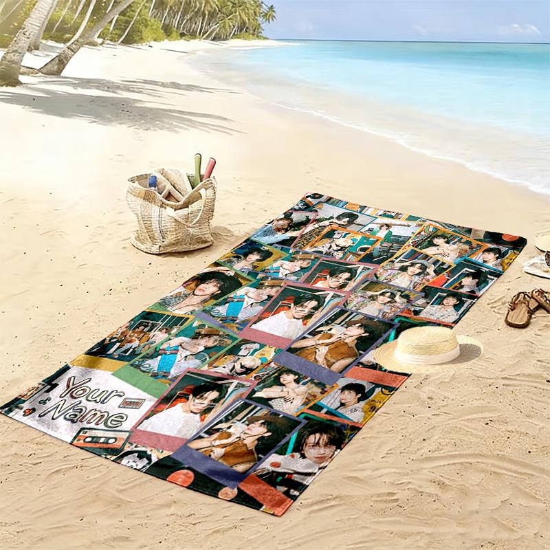 Name Custom Seventeen Poster Print Beach Towel, Large Soft Quick Dry Towel for Beach Camping Swimming
