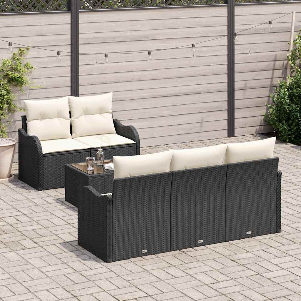 Garden Sofa Set Black Poly Rattan