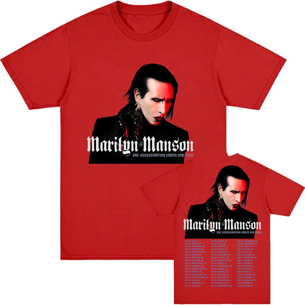 ONE ASSASSINATION UNDER GOD TOUR 2025 T-shirt Marilyn Manson Bedrukte T-shirts Katoen Zomer Mannen Unisex Streetwear Herenkleding