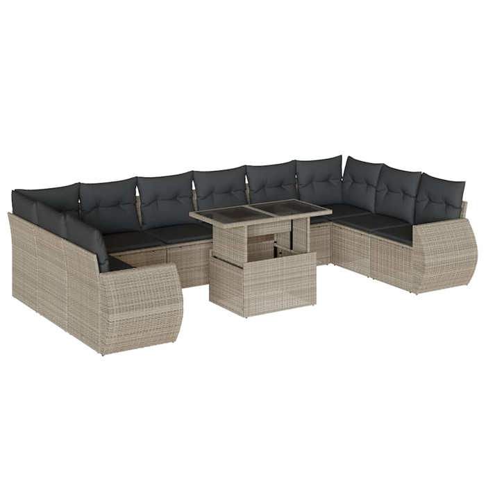 VidaXL Salon de jardin 11 pcs avec coussins gris clair résine tressée 3268782