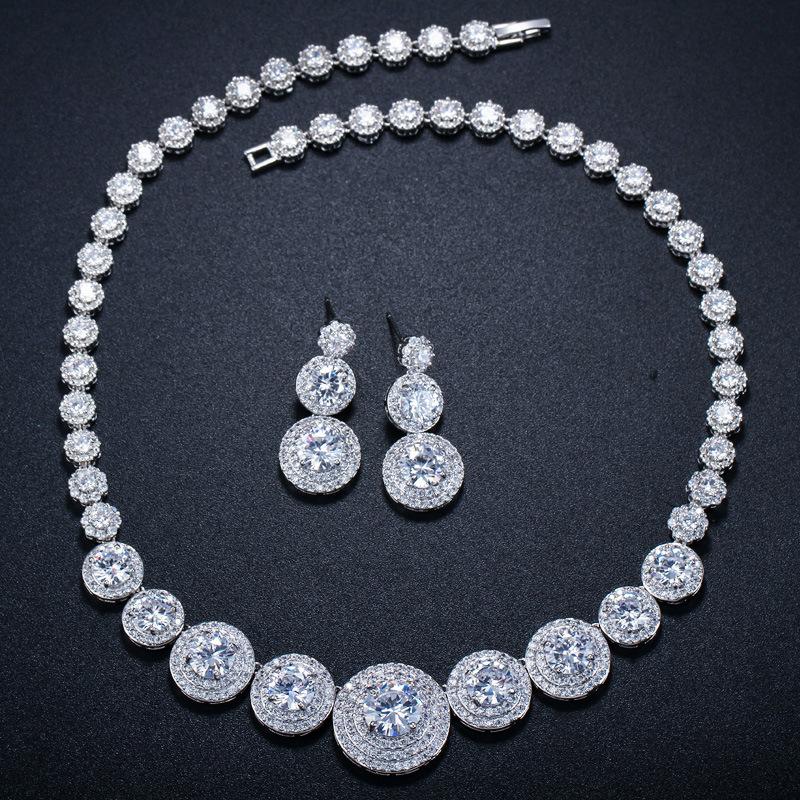 

Свадебный набор, Ожерелье из меди ручной работы с цирконом, Атмосферный веер, Набор с цепочкой.