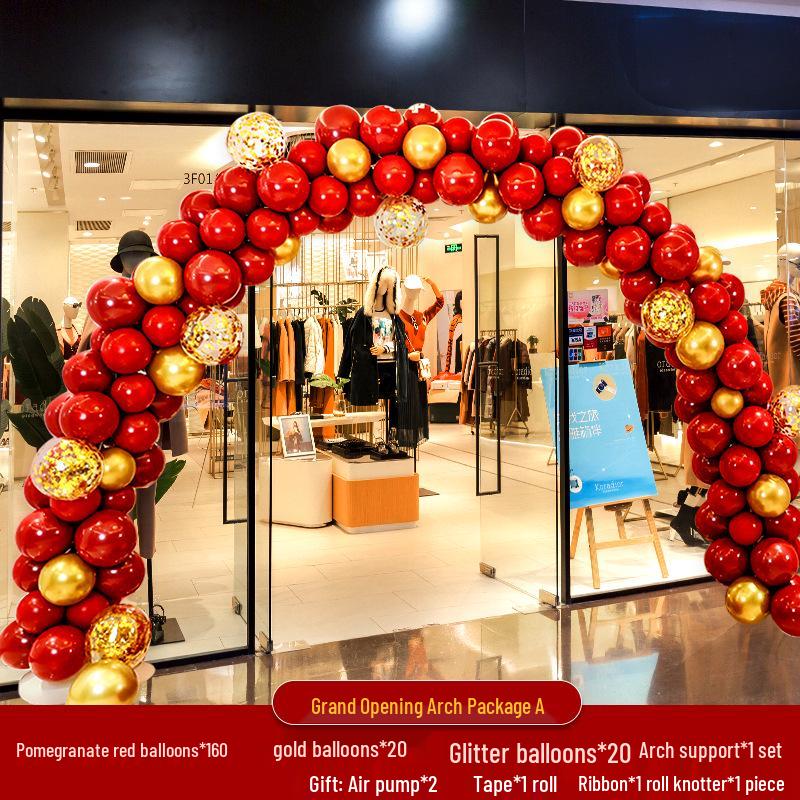 Grand Opening Decor Set: Balloon Arch, Flower Basket, Columns & More