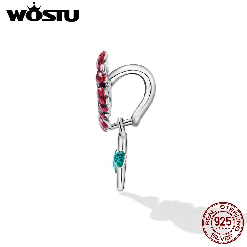 WOSTU 925 Prata Esterlina Colorido Lucky Daisy Flor Charms Contas Fit Original DIY Pulseira Colar Jóias Finas Presentes