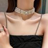 Elegant Rhinestone Pearl & Floral Geometric Necklace - French Retro Style for Autumn/Winter