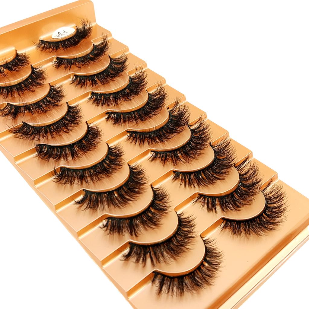 New 10 pairs of natural fluffy 3D artificial mink false eyelash makeup set with extended eyelashes and short eyelashes