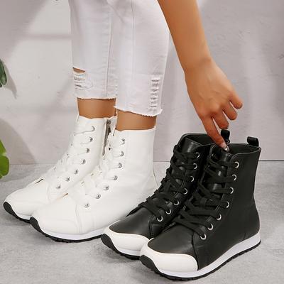 Stivali da Donna alla Moda Taglia Grande Stivali Bianchi Classici Cerniera Laterale Stivaletti alla Caviglia da Donna Stivaletti Bassi Piatti Stivali Traspiranti Autunnali