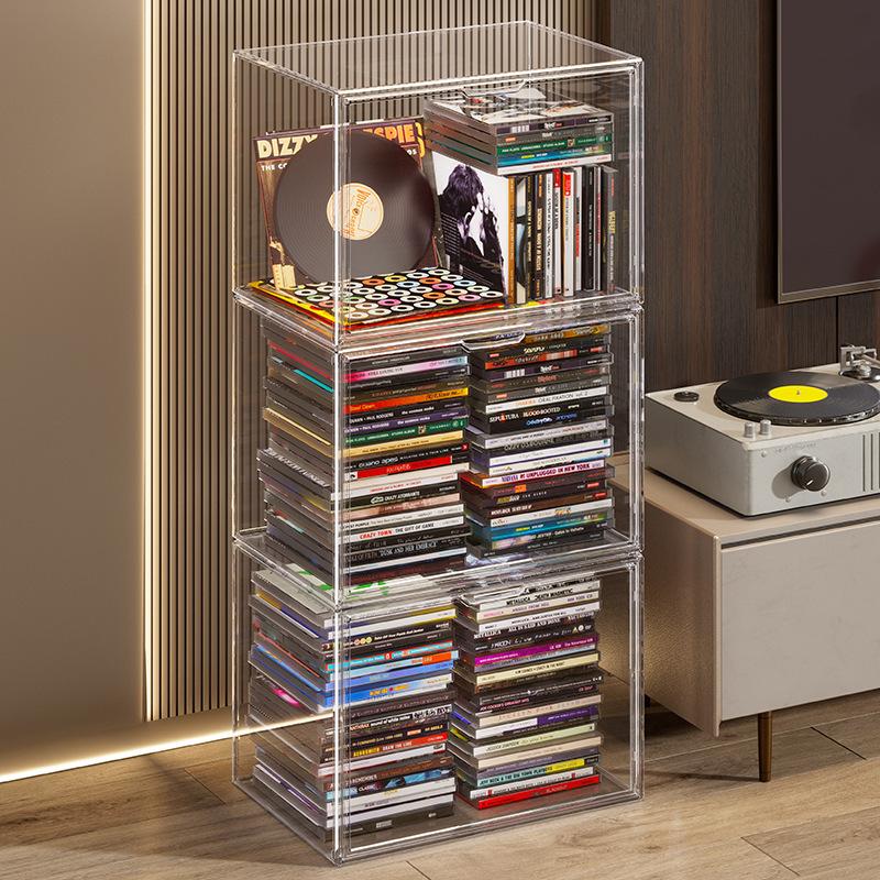Book Storage Box Magazine Transparent Bookshelf Album CD Desktop Dustproof Large Capacity Acrylic Display Cabinet Storage Boxes