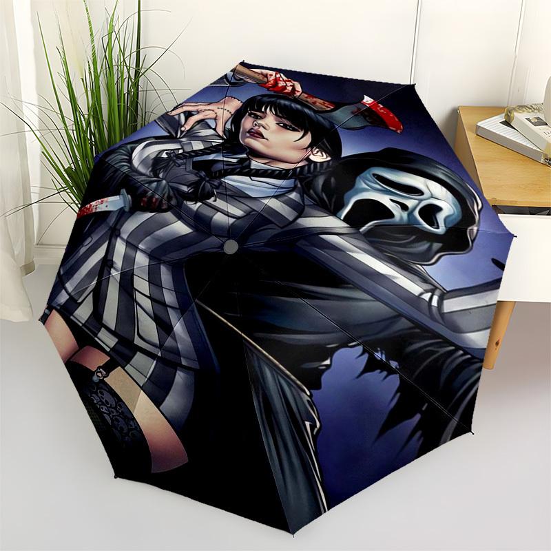 

Ghostface, Bloody Themed Automatic Opening and Closing Umbrella, Compact Travel Umbrella, Lightweight and Portable, Suitable for Beach Commu