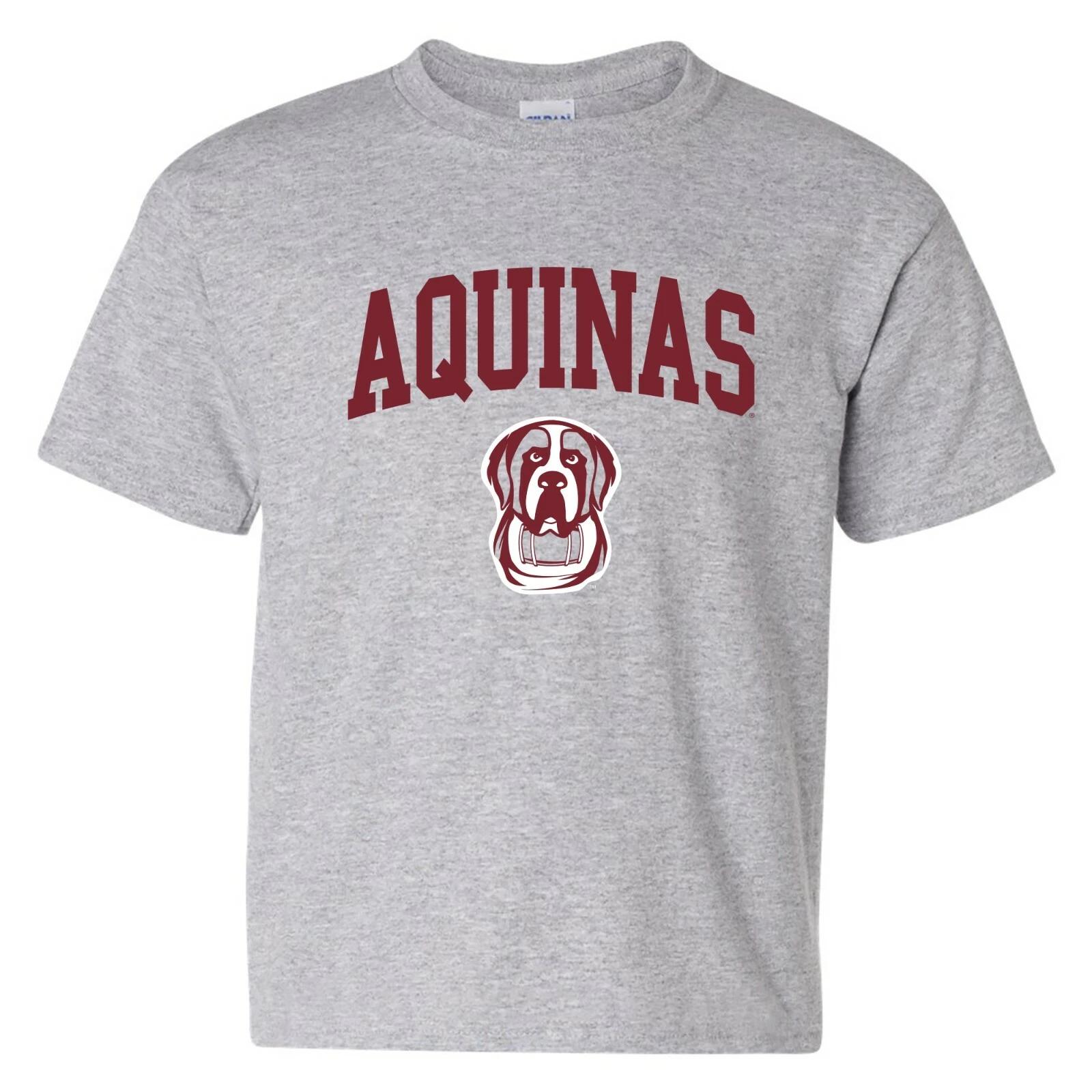 Aquinas Arch Logo - Collegiate Sports Team Youth T-Shirt - Sport Grey 4XL