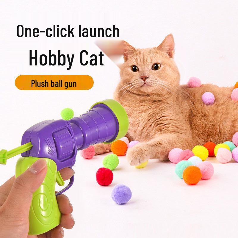 Silent Elastic Bite-Resistant Plush Cat Toy Ball with Teasing Stick