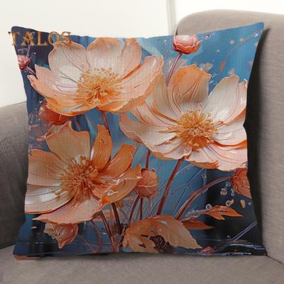 Față de pernă cu imprimeu floral Husă de pernă cu fermoar Rezistent la uzură Nedecolorat Lavabil Întreținere ușoară Pernă decorativă