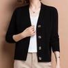 Plus Size V-Neck Cable Knit Loose Cardigan Women's Sweater