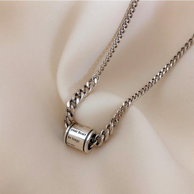 European And American Port Style Design Spring 925 Sterling Silver Retro Cylindrical Letter Clavicle Chain Necklaces TYB379