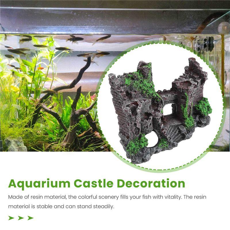 Kunstharz Aquarium Dekoration Antike Burg Aquarium Felsenhöhle Gebäude Dekoration Aquatische Landschaftsgestaltung Ornament