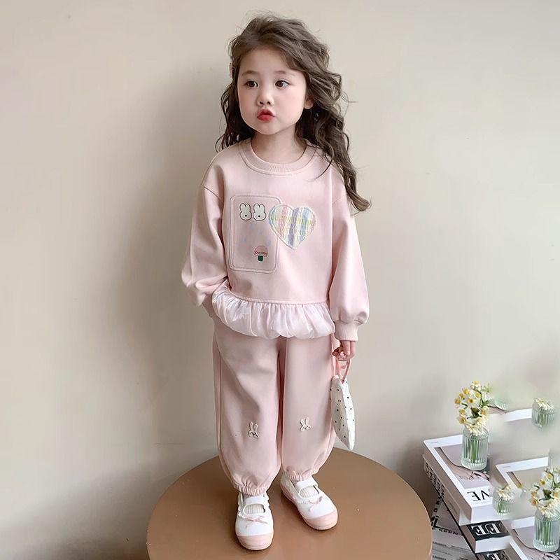 Girls Spring Autumn Cartoon Hoodie And Harem Pants Set Kids Long Sleeve Casual Sportswear Two Piece Outfit