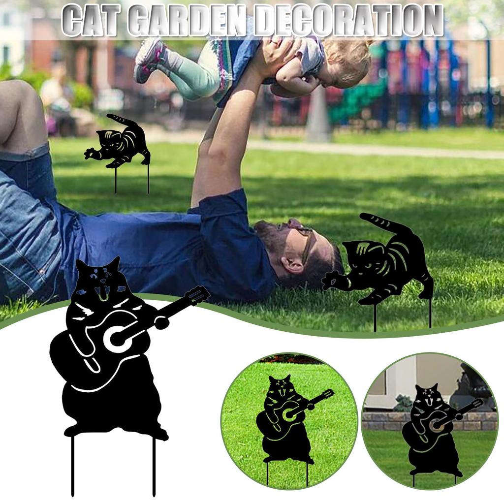 Garden Ornaments Cute Cat Acrylic Ground Plug Decoration Supplies Garden Insert Sign Yard Decoration Garden Ground Plug