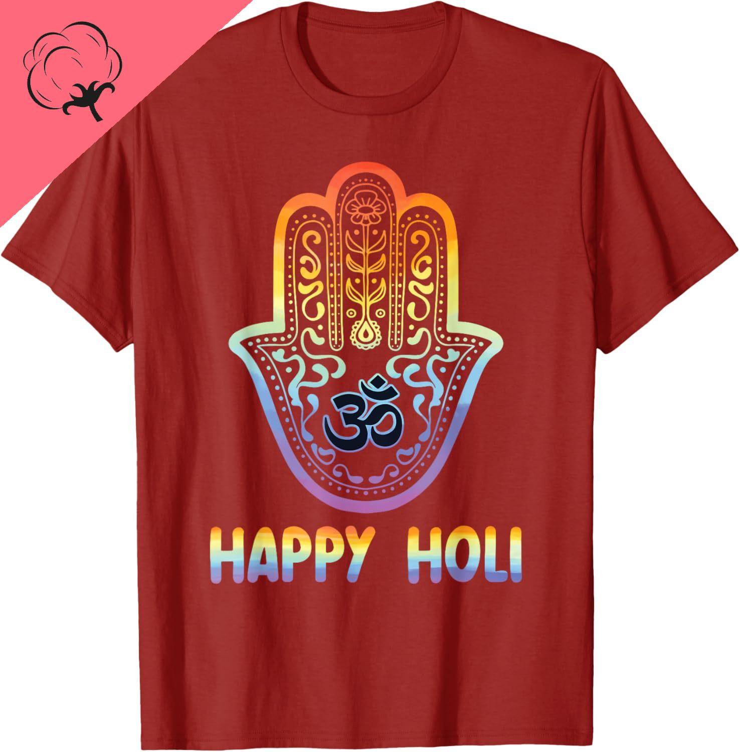 Vintage Style Happy Holi Hinduism Hindu Buddhist Holi Festival Tshirt Unisex Tee Hot Sale Short Sleev Graphic T Shirts S