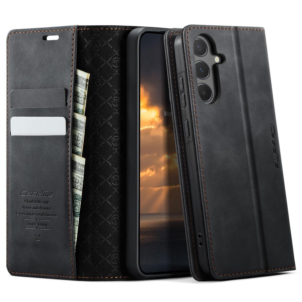 For Samsung Galaxy A55 5G Case CASEME 033 Series RFID Blocking Wallet Stand Calf Texture Leather Phone Cover