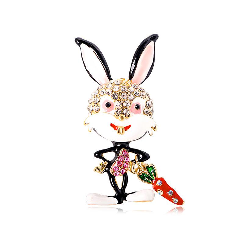 Fashion Cute Bunny Brooch Summer Clothes with Accessories High Sense Light Luxury Exquisite Animal Rabbit Corsage Woman