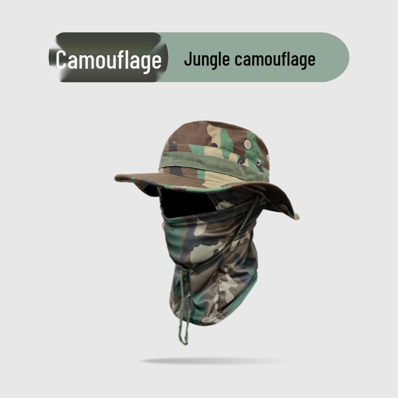 

Camouflage Windproof Bucket Hat & Sunscreen Mask Set for Outdoor Activities One Size