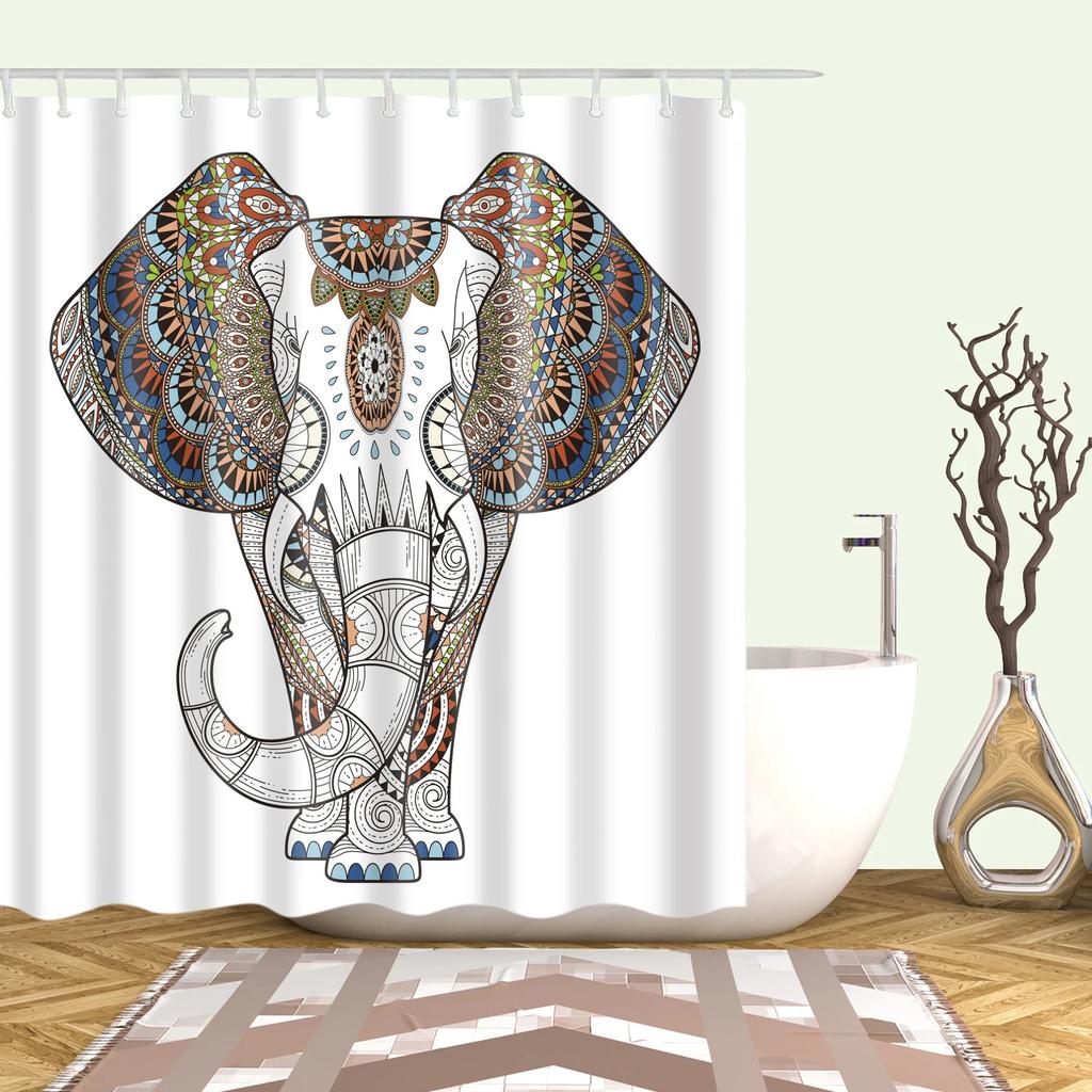 Cartoon Animals Cat Bird Giraffe Shower Curtains Bathroom Curtains Waterproof Polyester Bath Screen Curtain with 12 Hooks