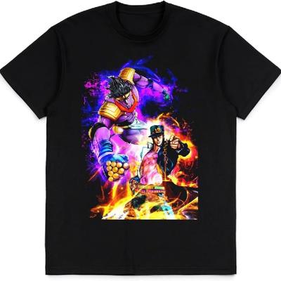 Koszulka JoJo's Bizarre Adventure Trend mody Koszulka anime Topy Nastolatki Fani Prezenty Unisex Krótki rękaw Czarna koszulka