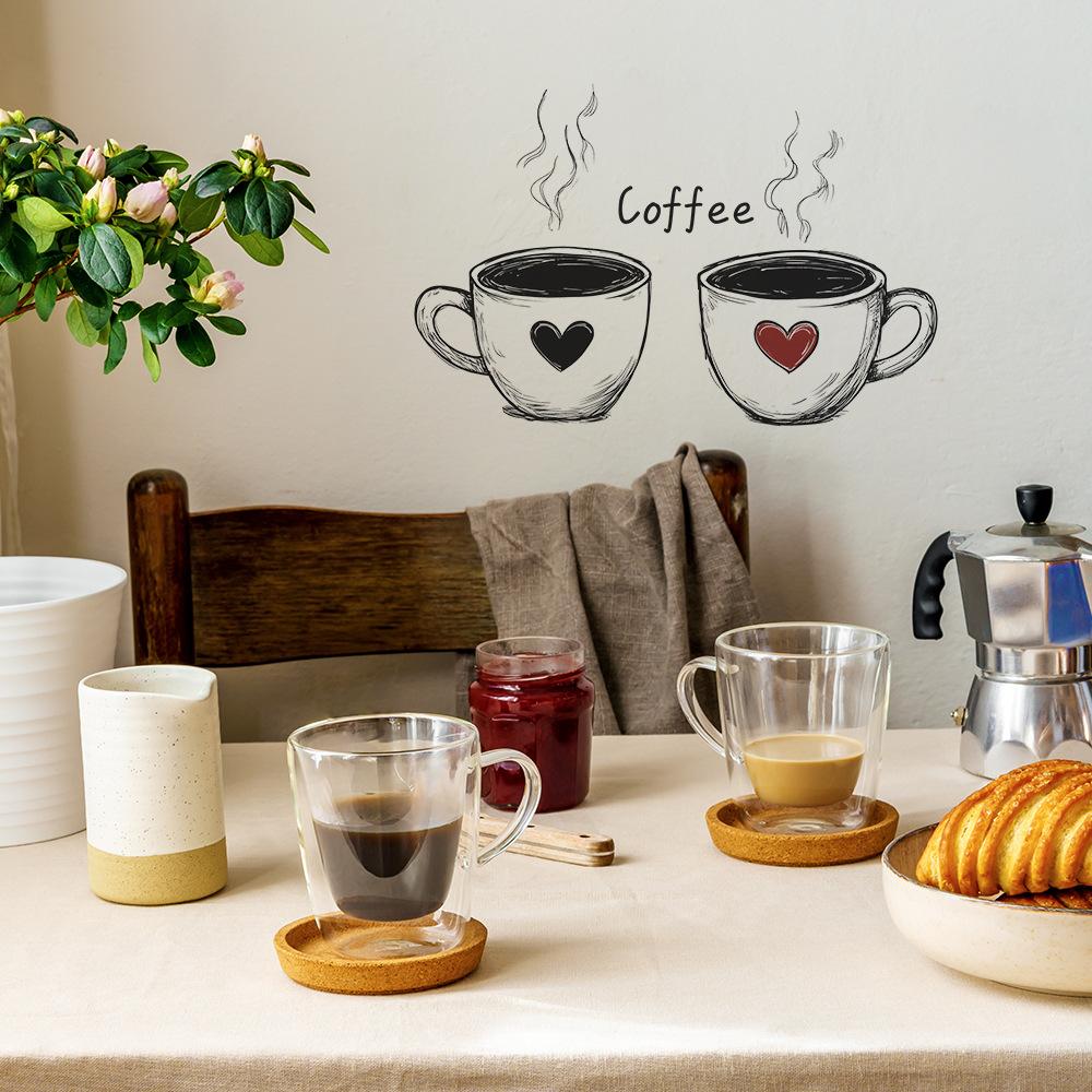 Coffee Cup Wall Sticker Self-Adhesive Removable Bedroom Living Room Hallway Home Decor
