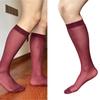Men Thin Business Dress Socks Stretchy Nylon Sheer Knee Highs Dress Socks Over the Calf Dress Socks Sheer Casual Socks
