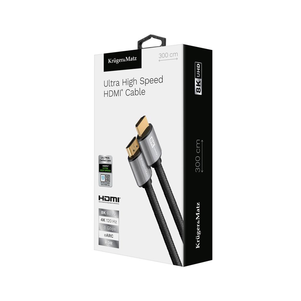Kruger&Matz 8K HDMI kabel, 300 cm