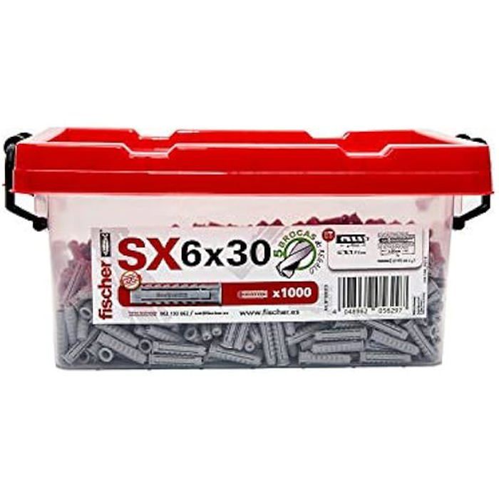 Boîte de vis - FISCHER - Big Box SX 6x30 - 1.000 vis - 5 brocas incluses - Fixation manuelle