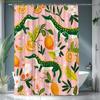 1Pc Polyester Crocodile Orange Floral Shower Curtain With Creative And Vibrant Pattern, Includes 12 Hooks, Bathtub Partition H