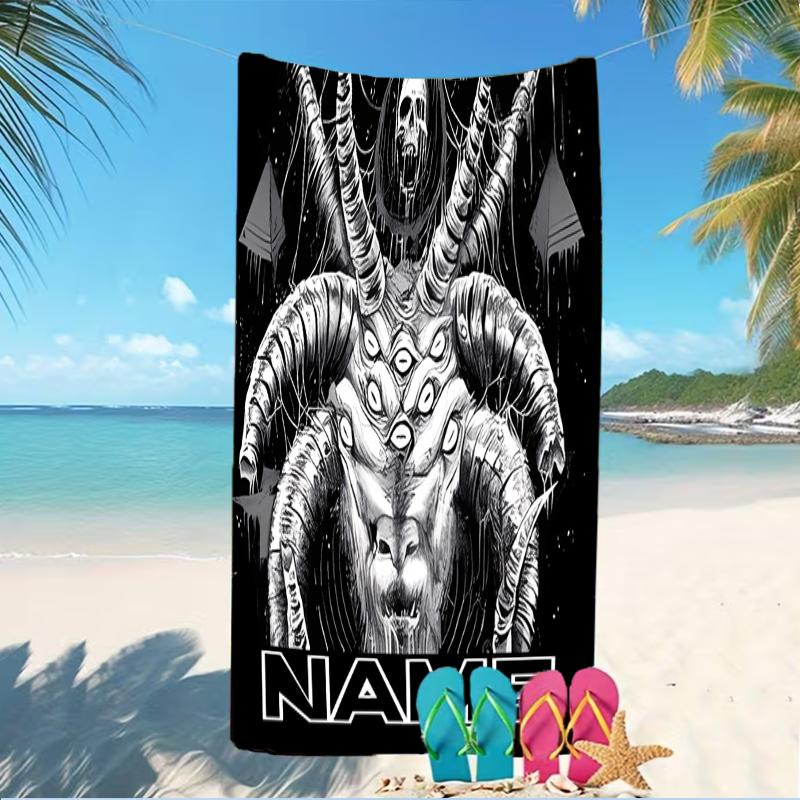 Customizable personalized beach towels Baphomet themed designs.Suitable for the beach, yoga, sports;ideal as beach accessories