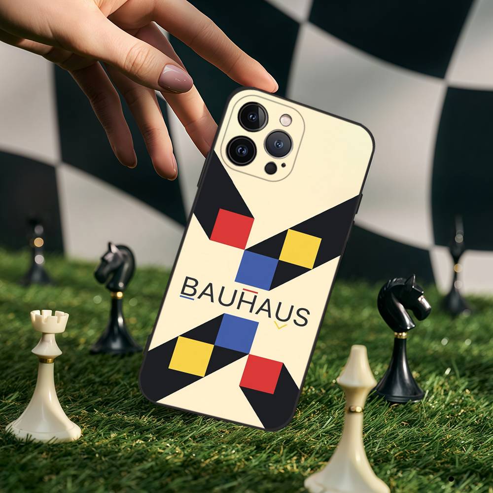 Geometric Bauhaus Art Silicone Anime Black Case For Iphone 17 Air 16 15 14 13 12 11 Pro Max Plus Basic