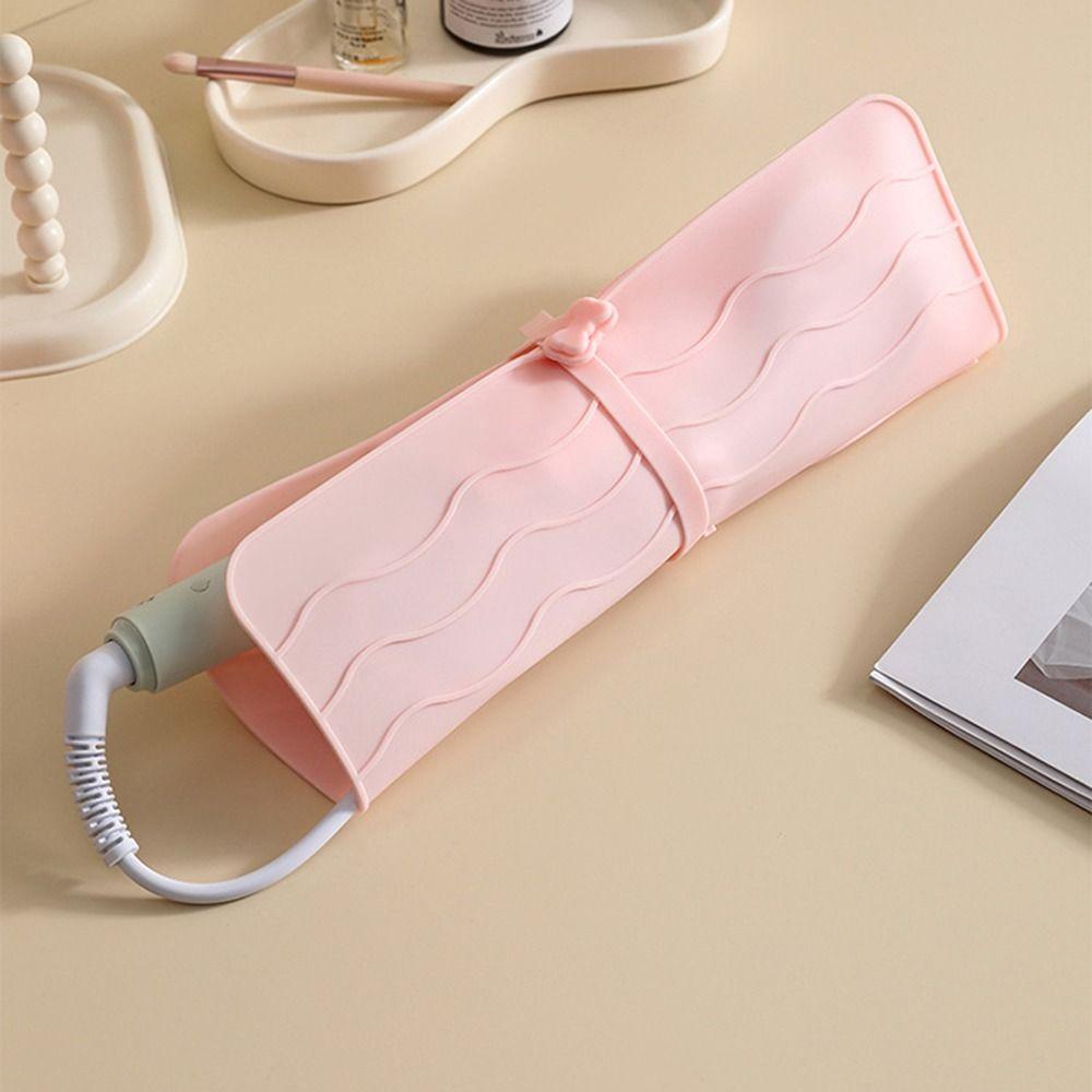 Folding Hair Curler Storage Bag Silicone Heat Resistant Mat  for Hair Care Tool