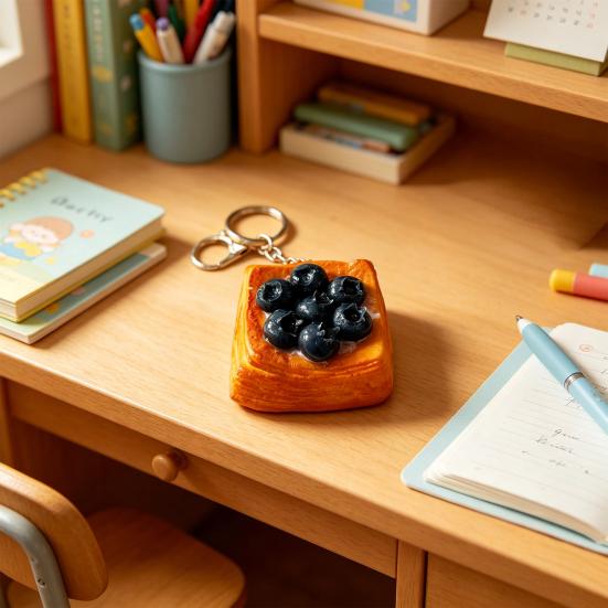 Simulated Food Squeeze Toy Keychain Stress Relief Bread Dessert Key Ring Backpack Hanging Decoration Bag Charm Purse Pendant