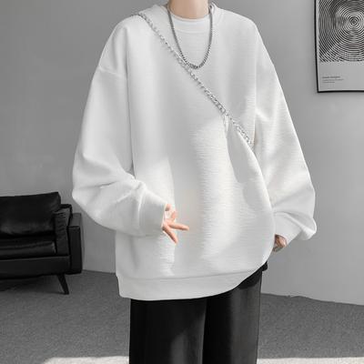 Sweater Men's Spring and Autumn New Trend Teen Crew Neck Loose Long Sleeve T-Shirt Bottom Shirt Men's Clothes