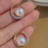 Pinkdudu Korean Circle Stud Earrings Gold Plated Minimalist Zinc Alloy Earrings Gift for Women PD2212