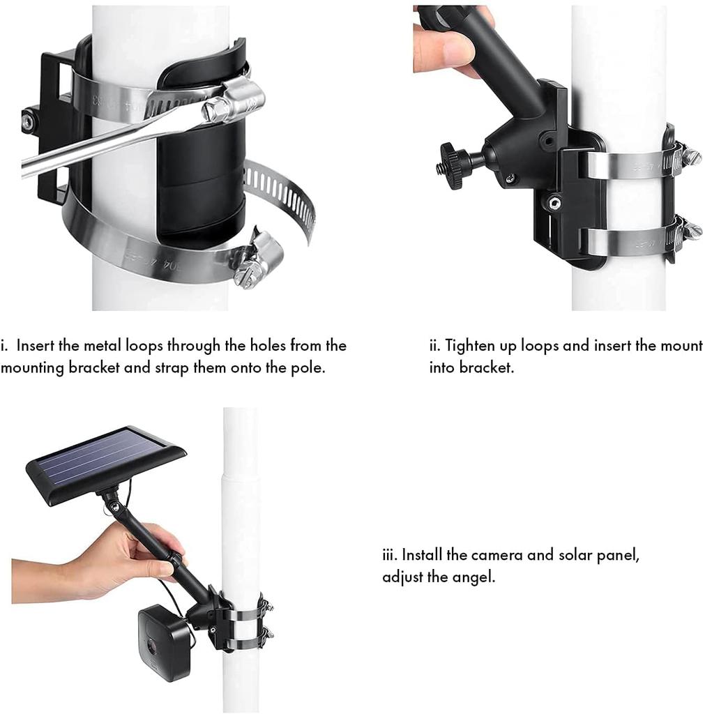 Wasserstein Universelle Mastmontage für Kameras und Solar Kompatibel mit und Eufy Kameras 2-in-1 Panels, Wyze, Blink, Ring, Arlo, (Weiß)